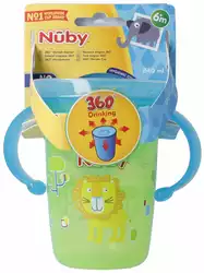 Nûby Trinktasse 360° Wonder Cup 240ml mit Griffen GRÜN auslaufsicher