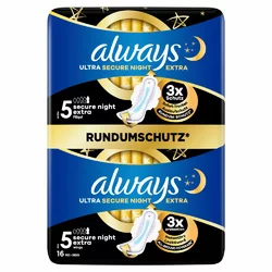 always Ultra Binde Secure Night Extra mit Flügeln BigPack