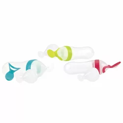 Nûby Fütterungslöffel-Flasche Squeeze Feeder mit 2 Aufsätzen XS+XL