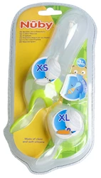 Nûby Fütterungslöffel-Flasche Squeeze Feeder mit 2 Aufsätzen XS+XL