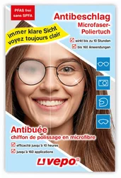 vepo Antibeschlag Microfaser Poliertuch 10 Stunden 160 Anwendungen