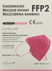 VaSano Maske FFP2 Kind 4-12 Jahre rosa deutsch/italienisch/französisch