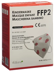 VaSano Maske FFP2 Kind 4-12 Jahre Erdbeeren deutsch/italienisch/französisch