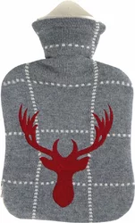 Sänger Wärmflasche aus Naturkautschuk mit Strickbezug 2l Rentier