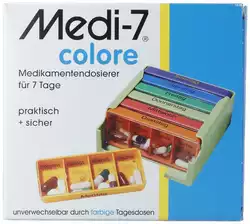 Sahag Medi-7 Medikamentendosierer 7 Tage 4 Fächer pro Tag bunt deutsch