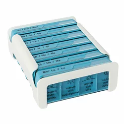 Anabox Medidispenser compact 7 Tage hellblau 4 Fächer deutsch/französisch/italienisch