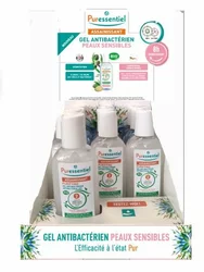 Puressentiel Display Gel reinigend antibakteriell empfindliche Haut 12 Stück + Tester deutsch