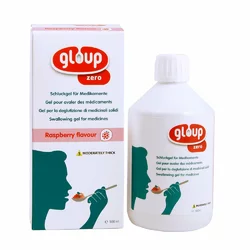 gloup Schluck Gel für Medikamente Zero mit Himbeer-Aroma