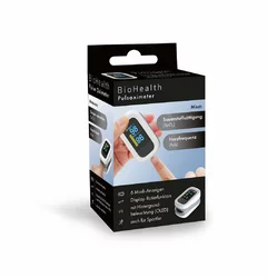 BioHealth Pulsoximeter mit Perfusions-Index 6 Ansichtsperspektiven Rotierfunktion