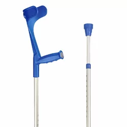 Sahag Krücken Ergo Softgriff 76-96cm alu blau -140kg Druckknopf 2 Reflektoren