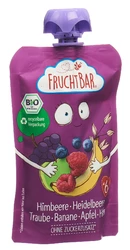 FRUCHTBAR Fruchtpüree Bio Himbeere Heidelbeere Traube Banane Apfel Hafer