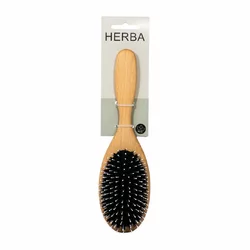 Herba brosse à cheveux poils de sanglier et nylon ovale bois de hêtre