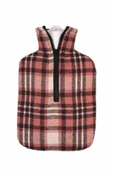 HUGO FROSCH Wärmflasche PVC 1.8l Flanell karo rosa