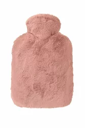 HUGO FROSCH bouillotte PVC 1.8l housse poils longs vieux rose