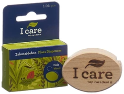 top caredent Holz Zahnseidebox mit Naturzahnseide Kardamom & Bienenwachs 25m