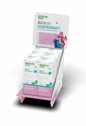 Bronchostop Junior Hustensaft Thekensteller befüllt 6 Stück