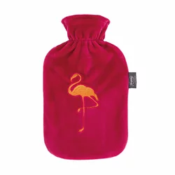 Fashy Wärmflasche 2l Flauschbezug magenta Stickerei Thermoplastik