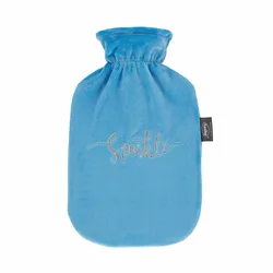 Fashy Wärmflasche 2l Flauschbezug blau Stickerei Thermoplastik