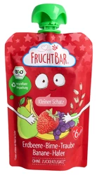 FRUCHTBAR Fruchtpüree Bio Erdbeere Birne Traube Banane Hafer Kleiner Schatz