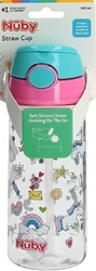 Nûby Trinkhalmbecher TRITAN Soft Straw mit Druckknopf 540ml Boy and Girl