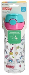 Nûby Trinkhalmbecher TRITAN Soft Straw mit Druckknopf 540ml Boy and Girl