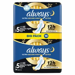 always Ultra Binde Secure Night Extra mit Flügeln BigPack
