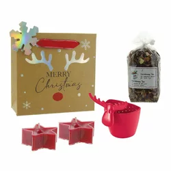 Herboristeria Geschenktasche Xmas Red Nose mit Christmas Tea Sieb Kerzen