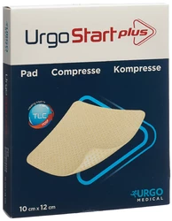 Urgo UrgoStart Plus Kompresse Polyacrylatwundauflage 10x12cm mit mikroadhäsiver TLC-NOSF-Wundheilungsmatrix