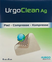 Urgo UrgoClean Ag Hydroreinigende Polyacrylatwundauflage 6x6cm selbsthaftend