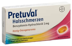 Pretuval Halsschmerzen Lutschtablette Honig-Orangenaroma