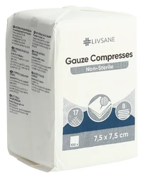 LIVSANE compresses de gaze 7.5x7.5cm non stériles