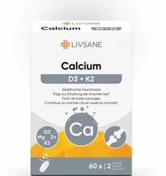 LIVSANE Calcium + D3 + K2 Brausetablette