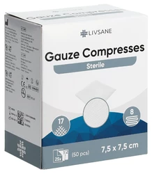 LIVSANE compresse de gaze 7.5x7.5cm stérile