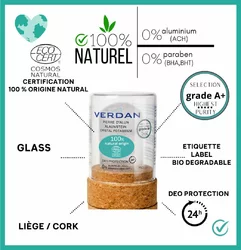 Verdan pierre d'alun stick sans plastique grade A+ ecocert