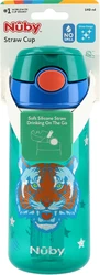 Nûby Trinkhalmbecher Soft Straw mit Druckknopf 540ml Tiger und Einhorn mit Glitzer