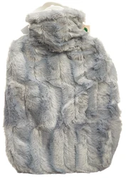 HUGO FROSCH Bouillotte PVC 1.8l housse fausse fourrure gris