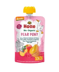 Holle Pouchy Pear Pony Birne Pfirsich Himbeere mit Dinkel