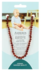 AMBEROS collier bébé ambre naturel baroque cognac