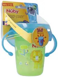 Nûby gobelet magique 360° 240ml avec anses VERT anti-goutte