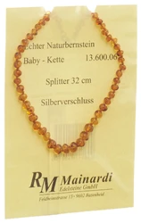 R. Mainardi Edelsteine Natur Bernstein 32cm Splitter Silberverschluss