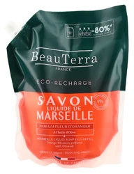 BeauTerra savon de Marseille liquide recharge fleur d'oranger